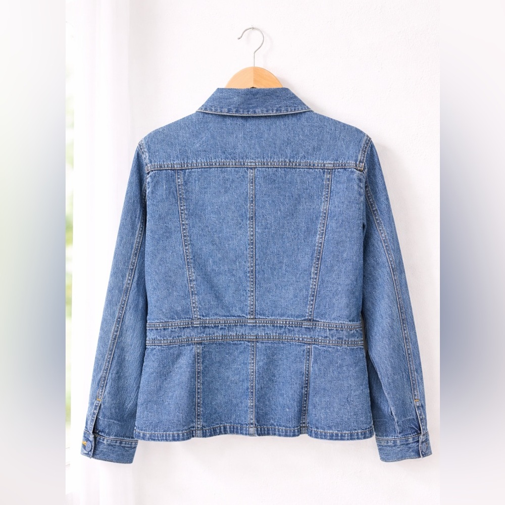 Valerie Stevens 100% Cotton Light Blue Denim Button-Front Jacket L - Picture 6 of 9